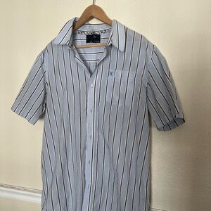 Hurley blue and white striped short sleeve button up shirt #skater